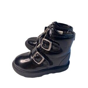 Carter's Little Girls Black Combat High Top Zipper Heart Boots Toddler -Size 7M